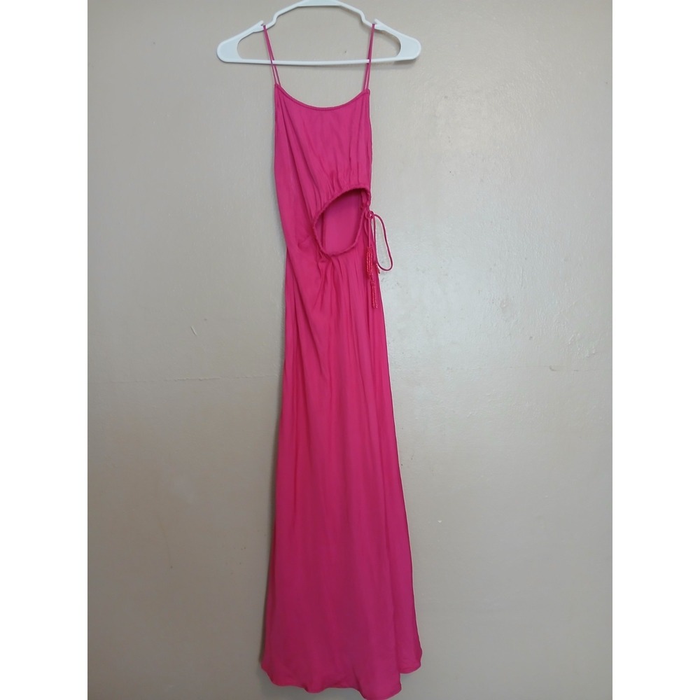 Farm Rio Dress XXS Maxi Slip Satin Beaded Cottage Peasant Bohemian Boho Beach
